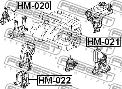 Febest HM-020 - Подушка, підвіска двигуна autozip.com.ua
