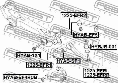 Febest HYAB-EF4RUB - Сайлентблок, важеля підвіски колеса autozip.com.ua