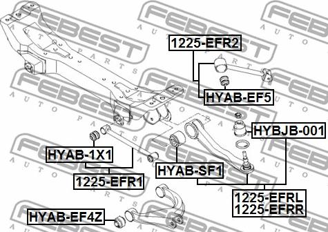 Febest HYAB-EF4Z - Сайлентблок, важеля підвіски колеса autozip.com.ua