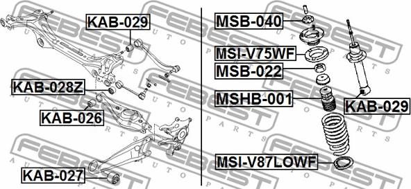 Febest KAB-029 - С-блок задн. верх. Mitsubishi Pajero IV 3.2D-3.8 07- autozip.com.ua