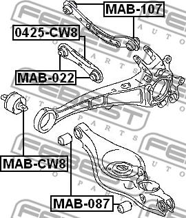 Febest MAB-087 - Сайлентблок рычага MITSUBISHI OUTLENDER. LANCER 02- зад. мост Пр-во FEBEST autozip.com.ua