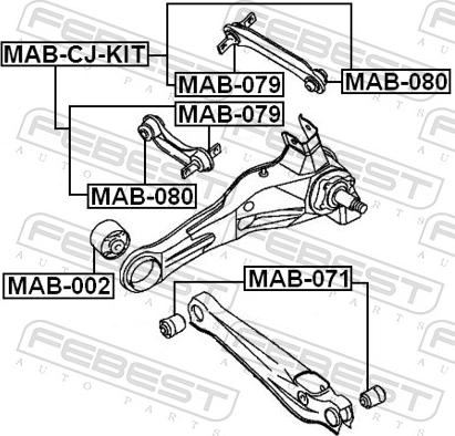 Febest MAB-080 - Сайлентблок, важіль підвіски колеса autozip.com.ua