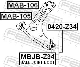Febest MAB-106 - Сайлентблок, важіль підвіски колеса autozip.com.ua