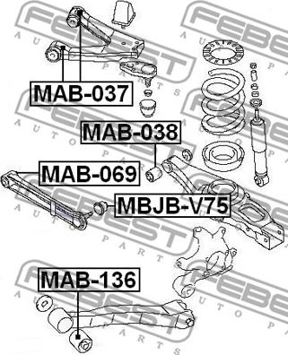 Febest MAB-136 - Сайлентблок, важеля підвіски колеса autozip.com.ua