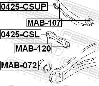 Febest MAB-120 - Сайлентблок, важіль підвіски колеса autozip.com.ua