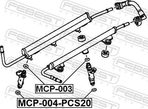 Febest MCP-004-PCS20 - Кільце ущільнювача, клапанна форсунка autozip.com.ua
