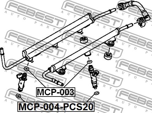 Febest MCP-004-PCS20 - Кільце ущільнювача, клапанна форсунка autozip.com.ua