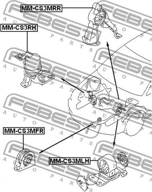 Febest MM-CS3MRR - Подушка двигателя задняя MITSUBISHI LANCER CS 2000-2009 пр-во FEBEST autozip.com.ua