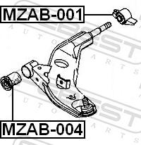 Febest MZAB-004 - Сайлентблок, важіль підвіски колеса autozip.com.ua