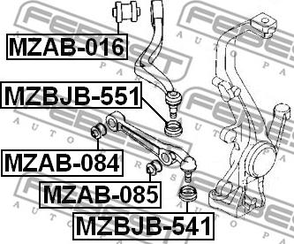 Febest MZAB-084 - Сайлентблок, важеля підвіски колеса autozip.com.ua