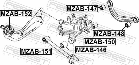 Febest MZAB-148 - Сайлентблок, важіль підвіски колеса autozip.com.ua