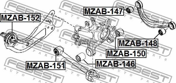 Febest MZAB-147 - Сайлентблок, важеля підвіски колеса autozip.com.ua