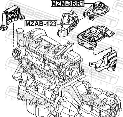 Febest MZAB-123 - Подушка, підвіска двигуна autozip.com.ua