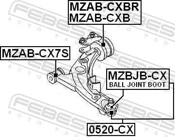 Febest MZAB-CX7S - Сайлентблок, важіль підвіски колеса autozip.com.ua