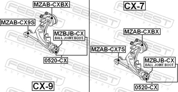 Febest MZAB-CXBX - Сайлентблок, важіль підвіски колеса autozip.com.ua