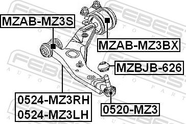 Febest MZAB-MZ3BX - Сайлентблок, важіль підвіски колеса autozip.com.ua