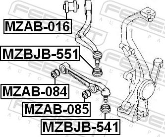 Febest MZBJB-551 - Ремонтний комплект, що несуть / напрямні шарніри autozip.com.ua