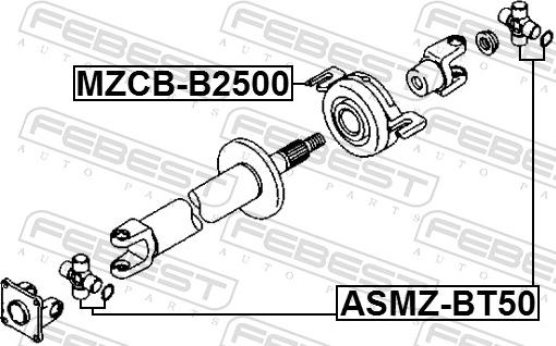 Febest MZCB-B2500 - Підвіска, карданний вал autozip.com.ua