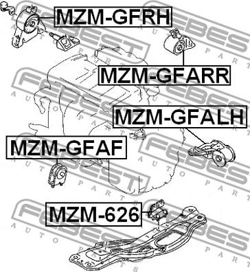 Febest MZM-GFRH - Подушка двигателя правая MAZDA 626 пр-во FEBEST autozip.com.ua