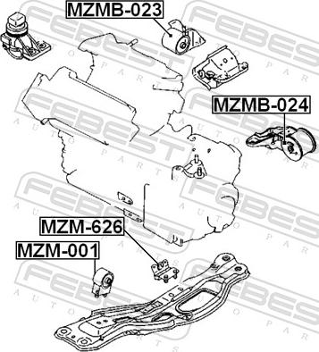 Febest MZMB-024 - Подушка, підвіска двигуна autozip.com.ua