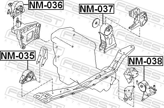 Febest NM-035 - Подушка, підвіска двигуна autozip.com.ua