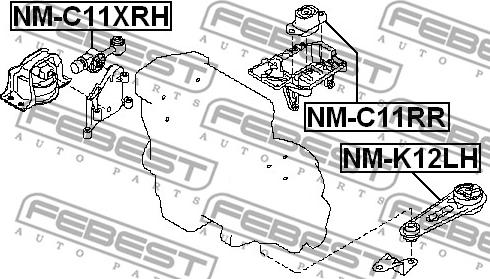 Febest NM-C11XRH - Подушка, підвіска двигуна autozip.com.ua