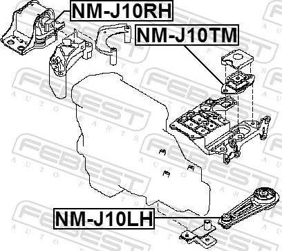 Febest NM-J10TM - Подушка, підвіска двигуна autozip.com.ua