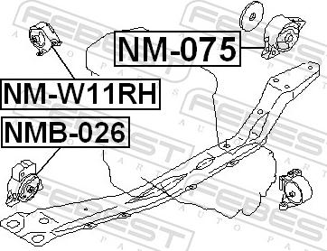 Febest NM-W11RH - Подушка, підвіска двигуна autozip.com.ua