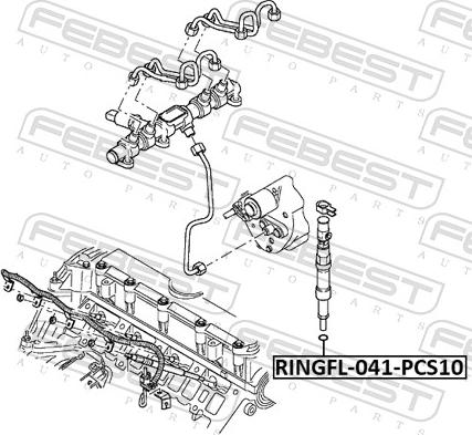 Febest RINGFL-041-PCS10 - Кільце ущільнювача, клапанна форсунка autozip.com.ua