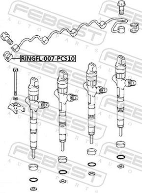 Febest RINGFL-007-PCS10 - Кільце ущільнювача, клапанна форсунка autozip.com.ua