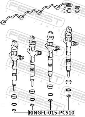 Febest RINGFL-015-PCS10 - Кільце ущільнювача, клапанна форсунка autozip.com.ua