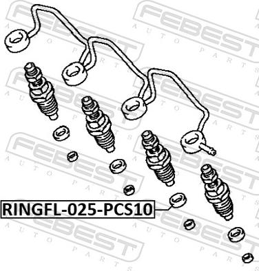 Febest RINGFL-025-PCS10 - Кільце ущільнювача, клапанна форсунка autozip.com.ua