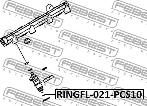 Febest RINGFL-021-PCS10 - Кільце ущільнювача, клапанна форсунка autozip.com.ua