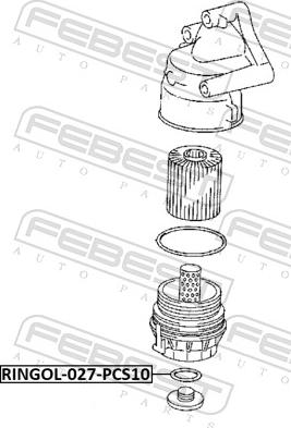 Febest RINGOL-027-PCS10 - Кільце ущільнювача, нарізна пробка мастилозливного отвору autozip.com.ua