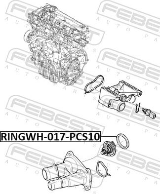 Febest RINGWH-017-PCS10 - Прокладка, фланець охолоджуючої рідини autozip.com.ua