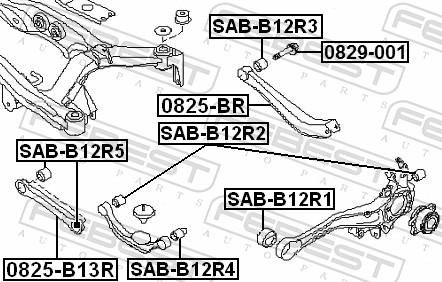 Febest SAB-B12R3 - Сайлентблок, важіль підвіски колеса autozip.com.ua