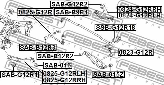 Febest SAB-G12R1 - Сайлентблок, важеля підвіски колеса autozip.com.ua