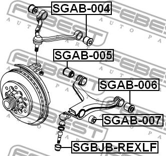 Febest SGAB-006 - Сайлентблок, важеля підвіски колеса autozip.com.ua