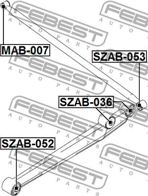 Febest SZAB-052 - Сайлентблок, важеля підвіски колеса autozip.com.ua