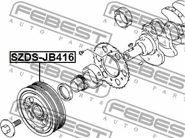 Febest SZDS-JB416 - Ремінний шків, колінчастий вал autozip.com.ua