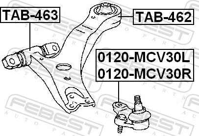 Febest TAB-463 - Сайлентблок, важіль підвіски колеса autozip.com.ua