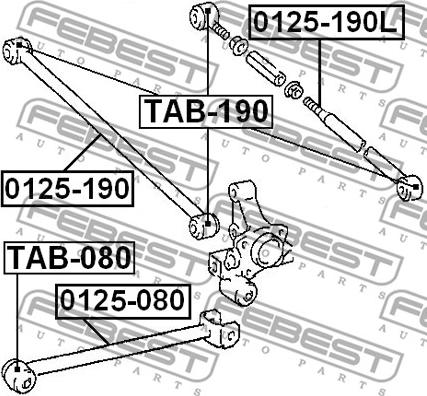 Febest TAB-080 - Сайлентблок рычага TOYOTA CARINA E 92- задн. мост сдвух сторон Пр-во FEBEST autozip.com.ua