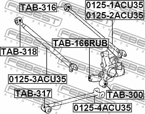 Febest TAB-166RUB - Сайлентблок, важеля підвіски колеса autozip.com.ua