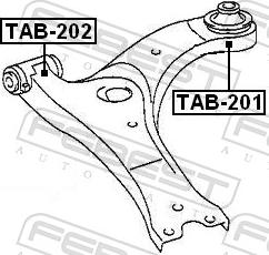 Febest TAB-202 - Сайлентблок, важіль підвіски колеса autozip.com.ua