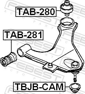Febest TAB-280 - Сайлентблок, важіль підвіски колеса autozip.com.ua