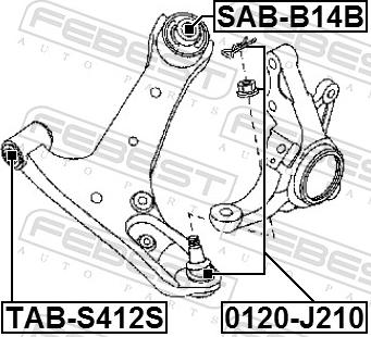 Febest TAB-S412S - Сайлентблок, важіль підвіски колеса autozip.com.ua