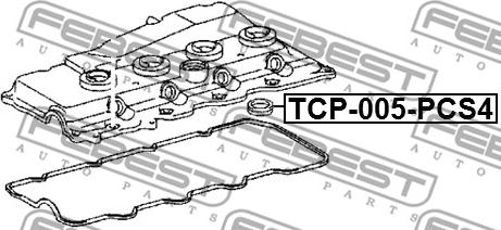 Febest TCP-005-PCS4 - Комплект прокладок, кришка головки циліндра autozip.com.ua