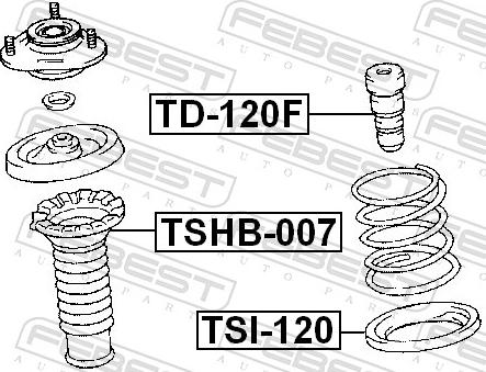 Febest TSHB-007 - Пилозахисний комплект, амортизатор autozip.com.ua