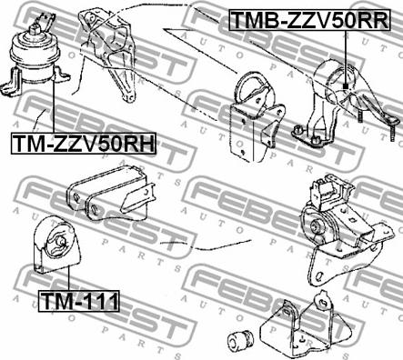 Febest TMB-ZZV50RR - Подушка, підвіска двигуна autozip.com.ua