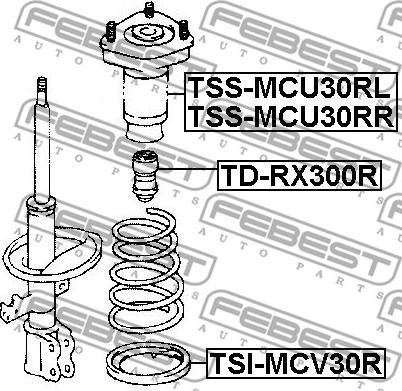 Febest TSS-MCU30RL - Опора стійки амортизатора, подушка autozip.com.ua